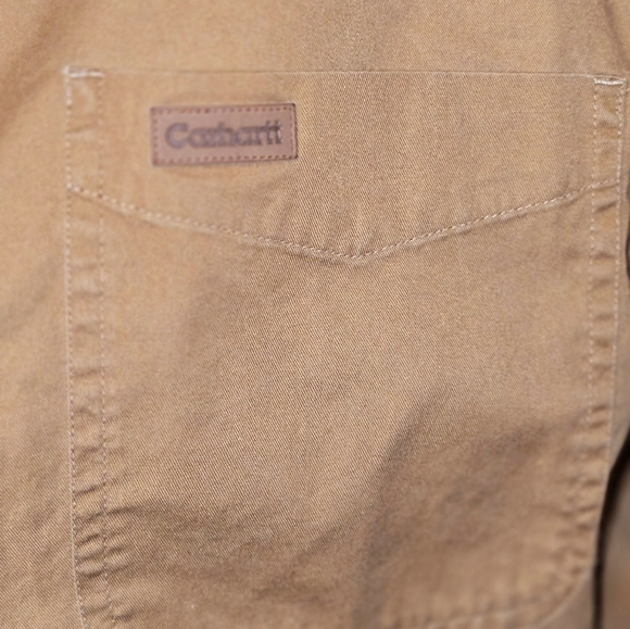 Carhartt Relaxed Fit Short Sleeve Khaki Button Down Medium - Picture 2 of 6